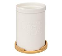 5 five simply smart 5five - pot à ustensiles couvercle bambou naturéo en céramique blanc