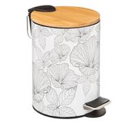 5 five simply smart 5five - Poubelle à Pédale 3 L Métal et Couvercle Bambou, Fermeture Douce, Seau Amovible - pour Salle de Bain, WC