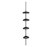 5 five simply smart 5five - Serviteur de Douche d'angle Télescopique Blackalu Noir, H 180-240 cm, 4 Niveaux, Aluminium Anti-Rouille - pour Salle de Bain