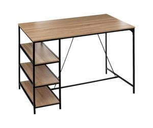 5 five simply smart 5five - Table de Bar Aliaj avec 3 Étagères - Effet Chêne et Métal Noir - 140 x 80 x 103 cm - pour Cuisine, Salon, Îlot Central