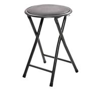 5 five simply smart 5five - Tabouret Pliant Rond Noir - Larges Tubes Solides en Acier - Assise Confortable - Goupille de Blocage - Salon, Cuisine, Chambre