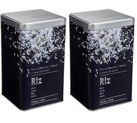 5 five simply smart Boite alimentaire - Relief II - riz - 10.8 x 10.8 x 18.4 cm - Fer et étain - Noir (Lot de 2)
