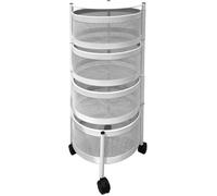 5 five simply smart - Resserre de Cuisine Desserte 4 Paniers rotatifs sur Roues en Métal Blanc H 76 cm