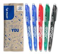 5 Frixion Ball - Erasable Gel Ink - Refillable And Ergonomic Rollerball Pen - 2 Blue, 1 Red, 1 Black, 1 Green - Fine Tip