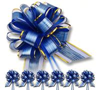 5 grands nœuds d'emballage cadeau, nœuds de ruban bleu pour cadeaux de mariage, nœuds d'emballage cadeau pour fêtes d'anniversaire et vacances, nœuds de décoration cadeau pour Halloween, Noël, Saint-V