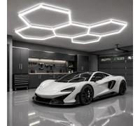 5-Hex 192W Éclairage Garage LED Hexagonal-25pcs, Taille Agrandie 23040LM Super Bright, Plafonnier Garage Linkable, LED Plafond pour Garage, Atelier, Gym, Ous-Sol, Salle de Lavage