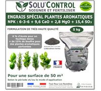 5 kg - Engrais Spécial Plantes Aromatiques NPK 6-3-6 - Favorise un feuillage dense, intensément parfumé et vigoureux - Utilisable en Agriculture Biologique (UAB) - Fabriqué en France