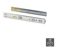 Emuca - Paire de coulisses pour tiroirs 45x500mm, glissières à billes sortie totale avec système push et fermeture amortie, Zingué, Lot de 5