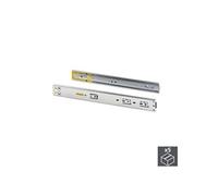 Emuca - Paire de coulisses pour tiroirs 45x500mm, glissières à billes sortie totale avec système push et fermeture amortie, Zingué, Lot de 5