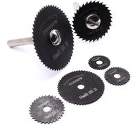 5 lames de scie circulaire HSS avec mandrin de serrage pour Dremel, Proxxon, disques à tronçonner pour couper des matériaux tels que le plastique, le bois.