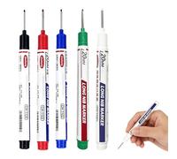 5 Marqueur Chantier Crayon Chantier, 20mm Marqueurs De Trous Profonds, Crayon De Chantier De Perçage À Pointe Extra, Chantier Pour Bois Métal Plastique Carton Verre (Noir Bleu Rouge Vert Blanc)