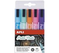 Apli 14735 - Pochette De 5 Marqueurs Craie Liquide Tons De Terre Effaçable Pointe Ronde Diàmètre 5.5mm