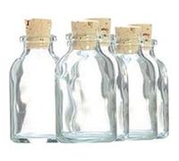 5 mini bouteilles en verre 6 cm avec bouchon liège - Graine Créative Transparent G