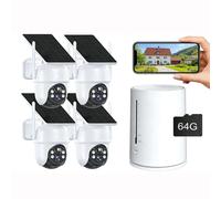 【5 MP + PTZ 360°】 Kit de caméras de surveillance d'extérieur Wi-Fi, 4 canaux, 4 caméras Wi-Fi 5 MP avec vision nocturne couleur, audio bidirectionnel, enregistrement 24 h/24, 7 j/7
