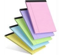 5 Pack Colored Legal Pads 5x8, College Ruled Writing Notepads for Women | Feuilles assorties de 5 couleurs. 30 feuilles/bloc avec papier épais de 80 g/m². Reliure supérieure perforée