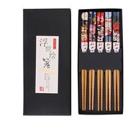 5 Paires Baguette Japonaise, Baguettes en Bambou Naturel,Sushi Réutilisables Durable, Passe Au Lave-Vaisselle, pour Cuisine Asiatique