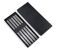 5 paires baguettes en acier inoxydable, baguette chinoise réutilisables, passent au lave-vaisselle