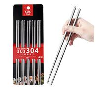 5 Paires Baguettes Réutilisables en Acier Inoxydable, Baguettes en Métal, Baguettes Chinoises Inox, Baguette Japonaise, Baguette Coréenne, Lave-Vaisselle, pour la Maison, le Restaurant, le Camping