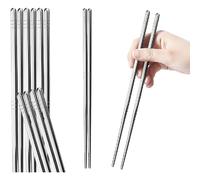 5 paires de baguettes en acier inoxydable 24 cm