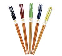 5 paires de baguettes japonaises traditionnelles en bois Baguettes antidérapantes réutilisables à motif de poisson de 9 ", allant au lave-vaisselle