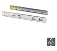 Emuca - Paire de coulisses pour tiroirs 45x550mm, glissières à billes sortie totale avec système push et fermeture amortie, Zingué, Lot de 5