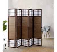 Paravent bois 5 pièces marron bambou pliable