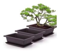 5 Paquets Bonsai Entraînement Pots and Plateaux, Pots d'entraînement Pot de Plante Plastique carré avec Plateaux carrés