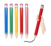 5 PCS Bois Crayon Géant 34cm, Crayons Surdimensionnés avec Capuchon et Gomme,Crayon À Papier Géant,Convient Aux Enfants, À L'école, À La Maison, Au Bureau, Aux Accessoires De Décoration De Cadeaux
