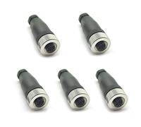 5 Pcs Connecteur femelle circulaire M12 4 pôles D codé, montage sur site, avec connecteur de capteur 12mm connecteur circulaire industriel IP67 non blindé d Code droit 250V 4A