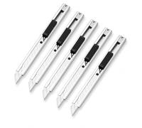 5 Pcs Cutter Utilitaire Rétractable 9 Mm À Lame 30° Pour Droitiers Et Gauchers, Couteau De Précision En Acier Carbone Avec Verrouillage Sécurisé, Pour Film Vinyle, Covering Auto Et Teinte Vitrage