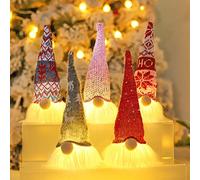 5 Pcs Lutin de Noel Decoration, Deco Noel Gnome de Noel Lumineux, Decoration Noel Interieur Lumières Lutins, Décoration Noël Lutins Figurines de Noël, pour Table Décoration de Noël Américaine Kit