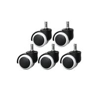 5 pcs roulettes de chaise bureau 2 pouces avec frein, 11/10MM | Roulettes pivotantes universelles pour meuble, rouleau PU nylon caoutchouc, hauteur 58MM, tige 22MM(Double bowl set A)
