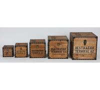 5 Pièce Boîtes en Bois Cube Set 5 Tailles Caisses avec Couvercle Boîte 16-38cm