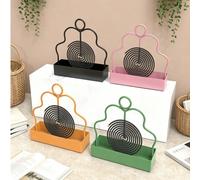 5 pièces/1 pièce Support de spirale de moustique en métal en forme de nuage, brûleur d'encens en fer coloré avec plateau de rangement, support de spirale de moustique ignifuge, universel intérieur/ext