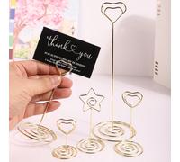5 pièces/10 pièces Mini porte-numéros de table, pince à carte de menu ronde dorée, idéal pour les mariages, anniversaires, fêtes, cartes de place de table, cadres photo en fil, support photo de bureau