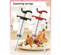 5 pièces/2 pièces Poire à jus de dinde, injecteur à viande avec 3 aiguilles, ustensile de cuisine pour injecter la marinade, prévenir les saveurs croisées, pénétration en profondeur Lot de 2 aiguilles