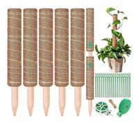5 Pièces 42cm Tuteur Monstera Tuteur Coco Tuteur Plante Interieur Jusqu'à 160 cm Tuteur Sphaigne avec Boucle