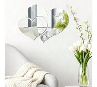 5 pièces Autocollants muraux miroir acrylique auto-adhésifs et amovibles, en forme de cœur DIY, décoration murale miroir acrylique amovible non-miroir convenant pour la salle de bain, le salon, la cha