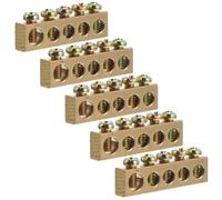 5 Pièces Bornier de Connexion en Cuivre à Vis, 5 Trous | Double Entrée par Trou, Barre Nue Non Revêtue, pour Armoires de Distribution et Coffrets de Commande
