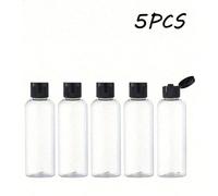 5 pièces Bouteilles d'eau transparentes rondes avec sangle d'épaule, bouchon à clapet et couvercle papillon 20/30/50/60/100ml, bouteilles de voyage vides, contenants d'emballage d'échantillons de cosm