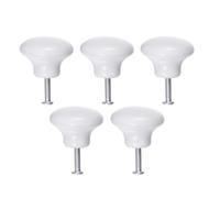 5 Pièces Bouton de Tirage en Céramique Ronde Blanche, Petit Format | Simple et Délicat, Installation Facile Vis Métal, pour Porte et Meuble Cuisine