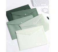 5 pièces Classeur à pression en plastique transparent épaissi de taille A4, dégradé vert, grande capacité, convient pour les contrats, les fournitures de bureau, les documents d'étudiants, la papeteri