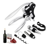 5 Pièces Coffret Complet d'Outils pour le Vin, Tire-Bouchon en Alliage de Zinc Durable, Tire-Bouchon Professionnel à Levier Facile à Utiliser, Ouvre-Bouteille Compatible avec Tous Types de Bouchons