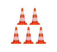 5 Pièces Cônes de Signalisation 47 cm, Orange-Blanc, Pylône de Chantier avec 2