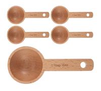 5 Pièces Cuillère Doseuse à Café en Bois 15ml, Grain Poli | Transfert Facile, Niveau Précis pour Café Moulu, Anti-débordement, Légère, pour Bocaux, Thé et Épices