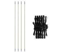 5 pièces de Nettoyage de conduits daération avec 4 tiges de 61 cm, 1 têtes de Brosse, Kit de Ramonage Poêle Pellet Réglable Brosse Nettoyage de Cheminée, Brosse de Nettoyage de cheminée