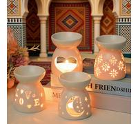 5 pièces Diffuseur d'huiles essentielles en céramique, chauffe-cire à bougie chauffe-thé avec cuillère à bougie, support de bougie d'aromathérapie, décoration de maison et de chambre à coucher, cadeau