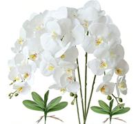 5 pièces d'orchidées Phalaenopsis artificielles blanches, roses, jaunes, violettes, bleues, caramel, rouges, grandes têtes de fleurs réalistes, tiges fines, bouquet d'orchidées artificielles de style 