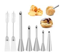 5 Pièces Douille de Pâtisserie Petit Choux，Douilles Professionnelles en Acier Inoxydable à Garnir pour gâteaux, crèmes, glaçons, confitures