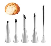 5 Pièces Douille de Pâtisserie Petit Choux pour Garnir Confiture, Pain | Cupcake Puffs Injection Seringue Longue, Douilles Professionnelles en Acier Inoxydable à Garnir